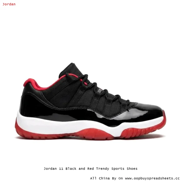 Jordan 11 Black and Red Trendy Sports Shoes