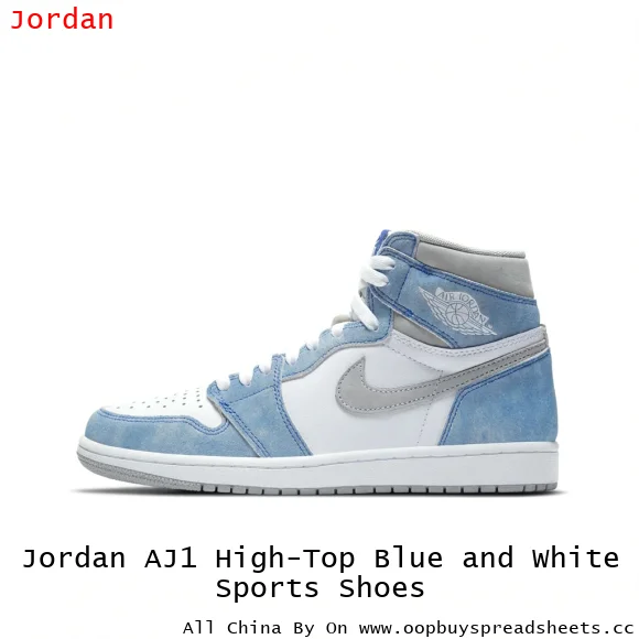 Jordan AJ1 High-Top Blue and White Sports Shoes
