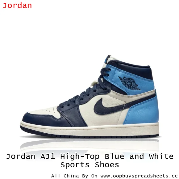 Jordan AJ1 High-Top Blue and White Sports Shoes