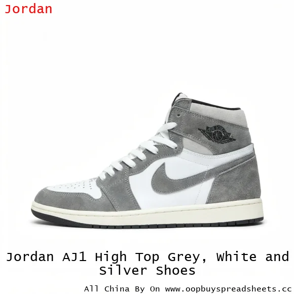 Jordan AJ1 High Top Grey, White and Silver Shoes