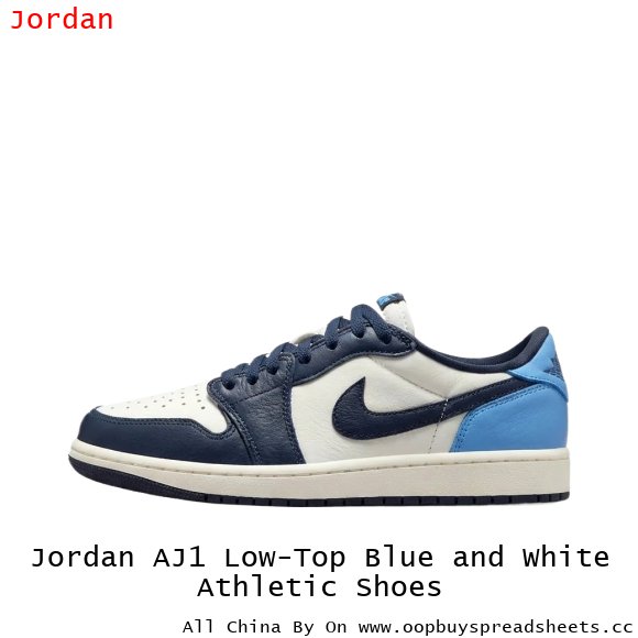 Jordan AJ1 Low-Top Blue and White Athletic Shoes