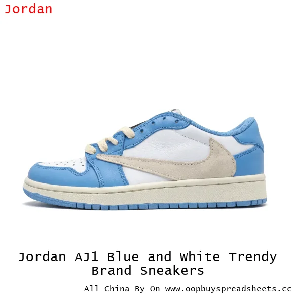 Jordan AJ1 Blue and White Trendy Brand Sneakers