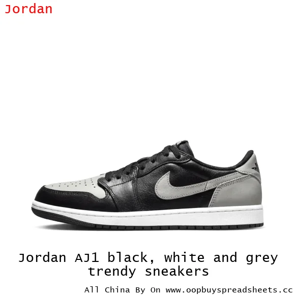 Jordan AJ1 black, white and grey trendy sneakers