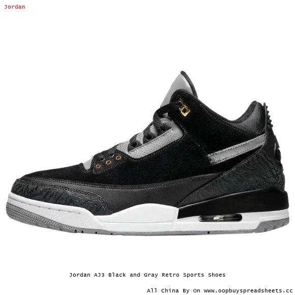 Jordan AJ3 Black and Gray Retro Sports Shoes