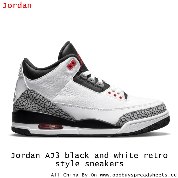Jordan AJ3 black and white retro style sneakers