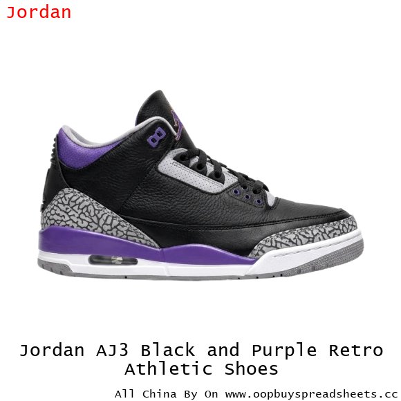 Jordan AJ3 Black and Purple Retro Athletic Shoes