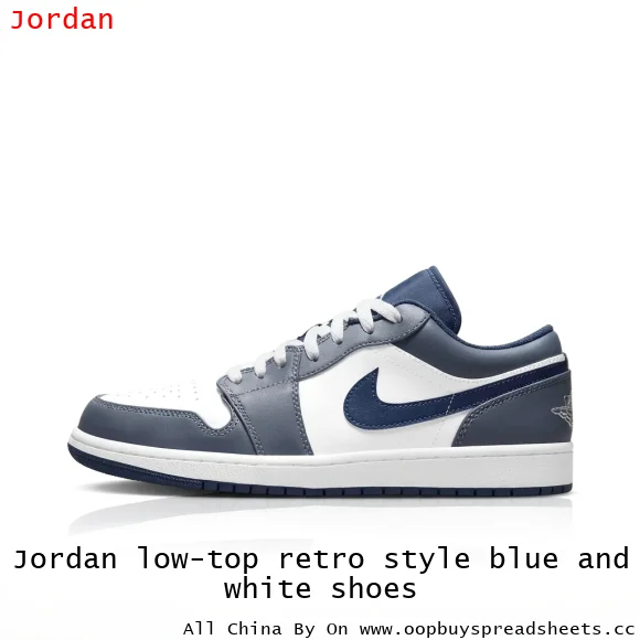 Jordan low-top retro style blue and white shoes