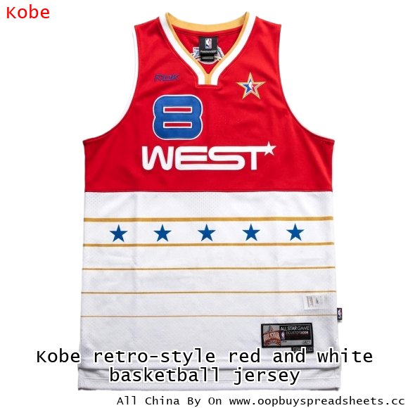 Kobe retro-style red and white basketball jersey