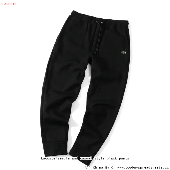 Lacoste simple and casual style black pants