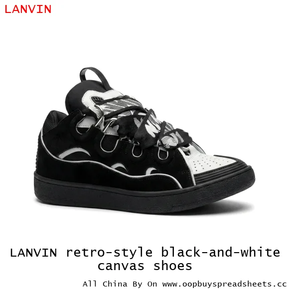 LANVIN retro-style black-and-white canvas shoes