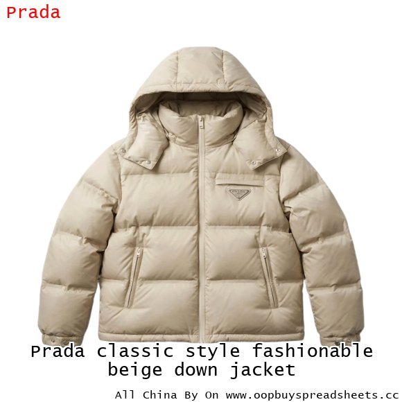 Prada classic style fashionable beige down jacket