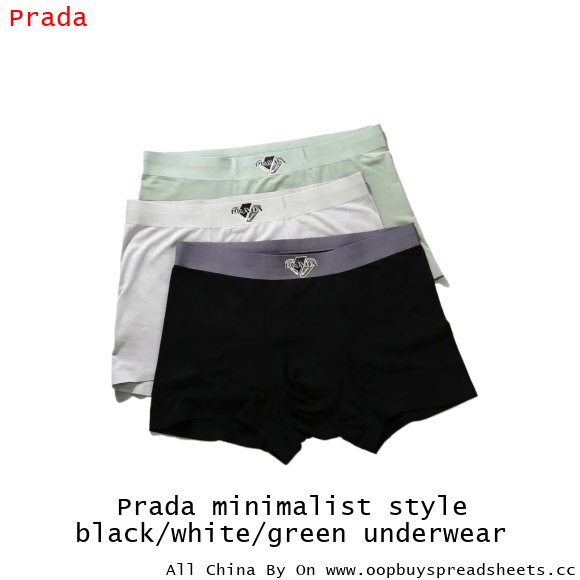 Prada minimalist style black/white/green underwear
