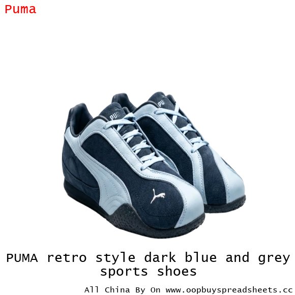 PUMA retro style dark blue and grey sports shoes