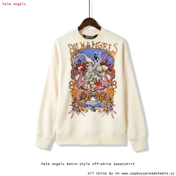 Palm Angels Retro Style Off-white Sweatshirt