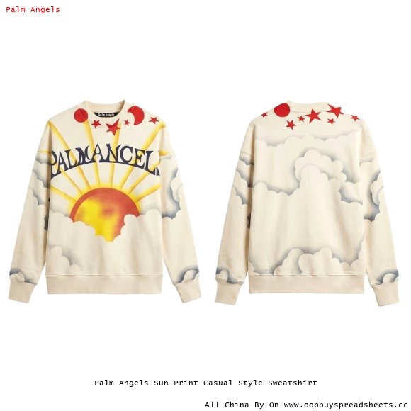 Palm Angels Sun Print Casual Style Sweatshirt