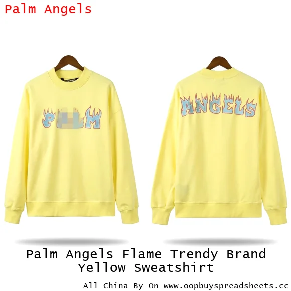Palm Angels Flame Trendy Brand Yellow Sweatshirt