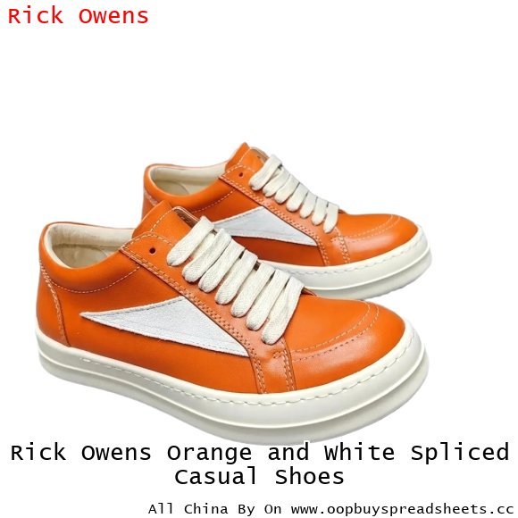 Rick Owens Orange and White Spliced Casual Shoes