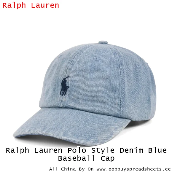 Ralph Lauren Polo Style Denim Blue Baseball Cap