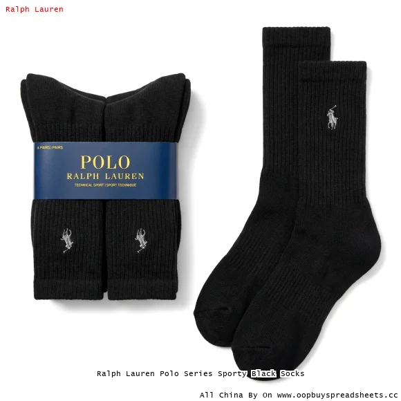 Ralph Lauren Polo Series Sporty Black Socks
