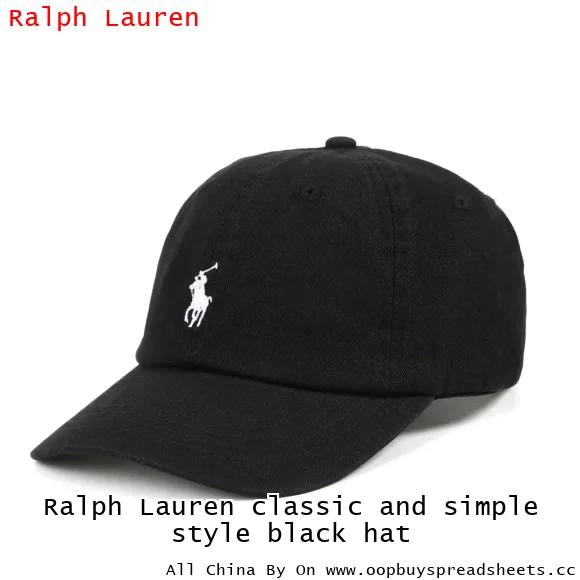 Ralph Lauren classic and simple style black hat