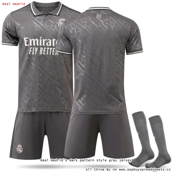 Real Madrid's dark pattern style gray jersey