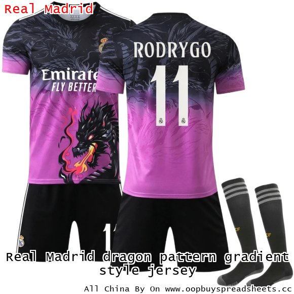 Real Madrid dragon pattern gradient style jersey
