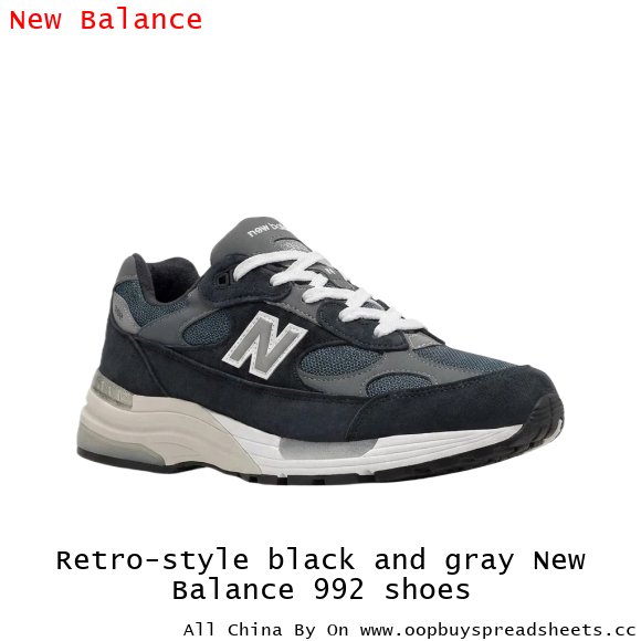 Retro-style black and gray New Balance 992 shoes