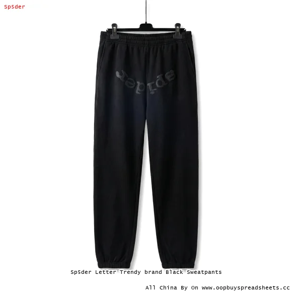 Sp5der Letter Trendy brand Black Sweatpants