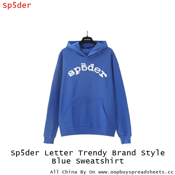 Sp5der Letter Trendy Brand Style Blue Sweatshirt