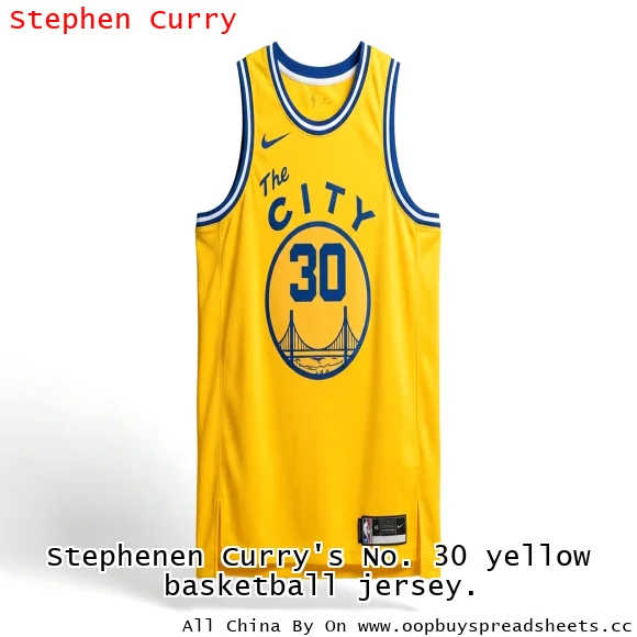 Stephenen Curry's No. 30 yellow basketball jersey.
