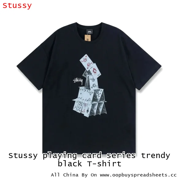 Stussy playing card series trendy black T-shirt