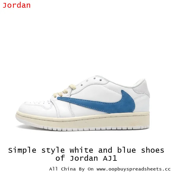 Simple style white and blue shoes of Jordan AJ1