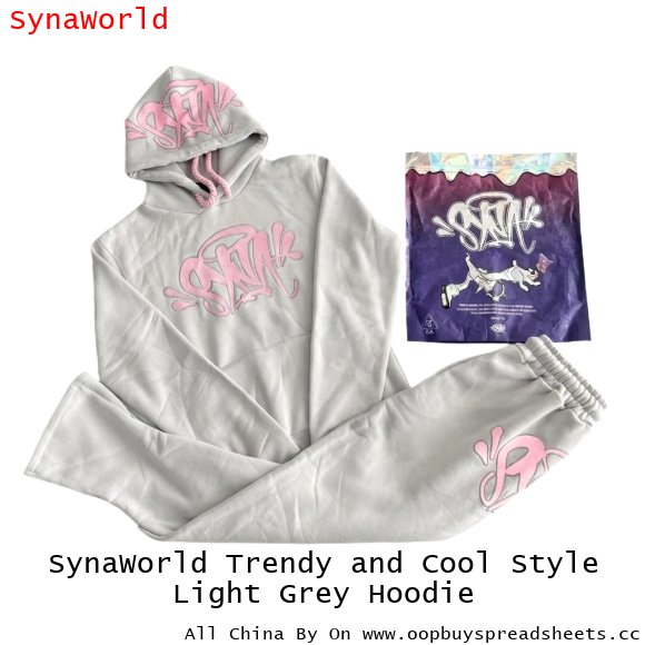 SynaWorld Trendy and Cool Style Light Grey Hoodie