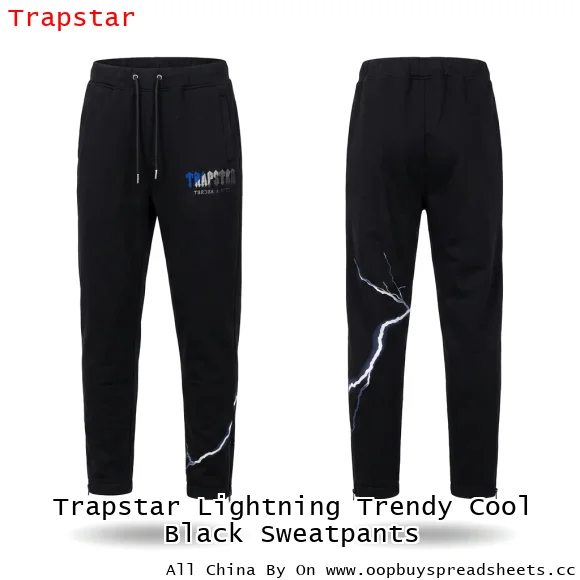 Trapstar Lightning Trendy Cool Black Sweatpants