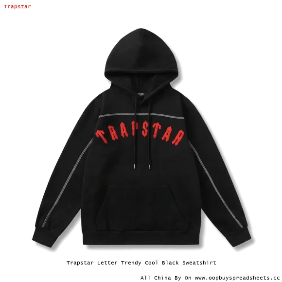 Trapstar Letter Trendy Cool Black Sweatshirt