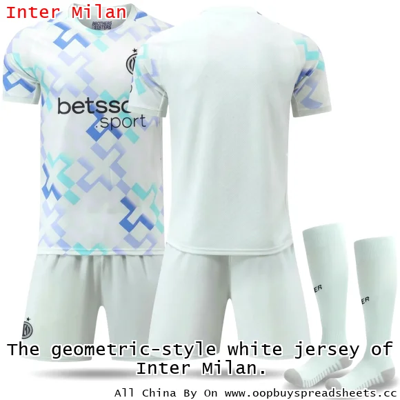 The geometric-style white jersey of Inter Milan.