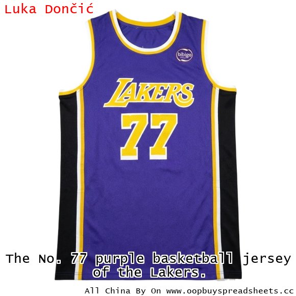 The No. 77 purple basketball jersey of the Lakers.