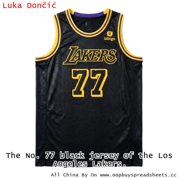 The No. 77 black jersey of the Los Angeles Lakers.
