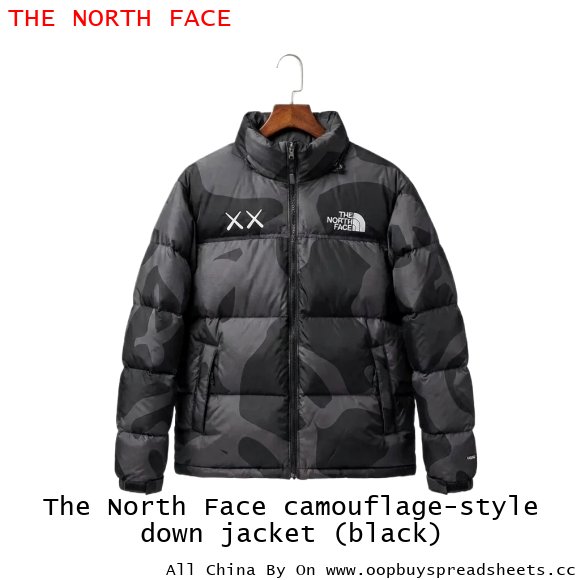 The North Face camouflage-style down jacket (black)