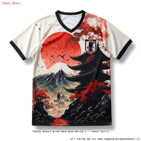Tokyo Ghoul Wind Red and White V - neck Shirt