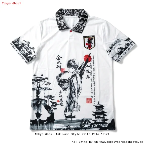 Tokyo Ghoul Ink-wash Style White Polo Shirt