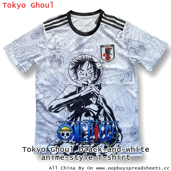 Tokyo Ghoul black-and-white anime-style T-shirt