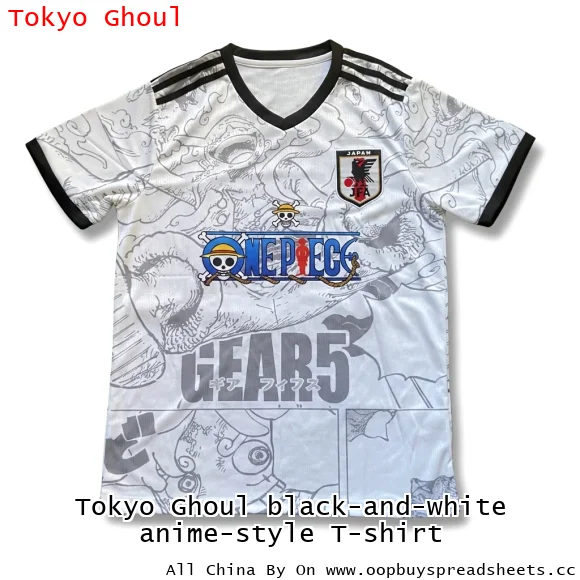 Tokyo Ghoul black-and-white anime-style T-shirt