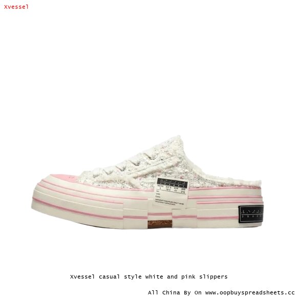 Xvessel casual style white and pink slippers