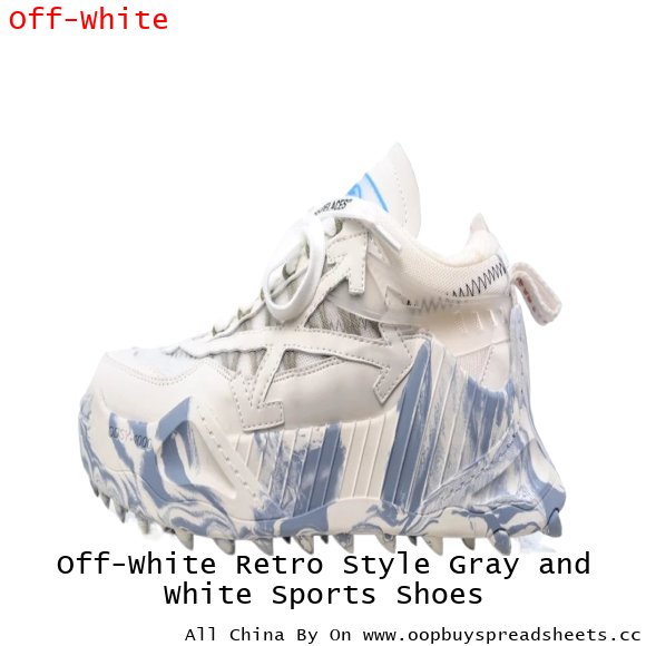 Off-White Retro Style Gray and White Sports Shoes