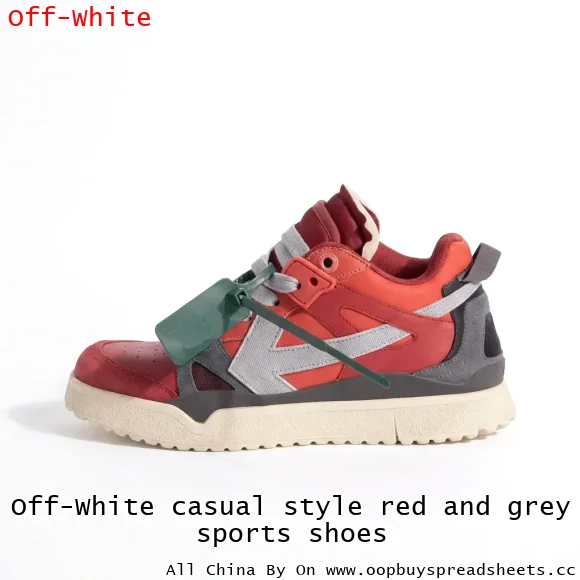 Off-White casual style red and grey sports shoes