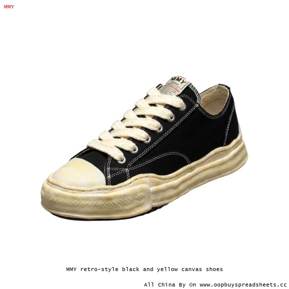 MMY retro-style black and yellow canvas shoes