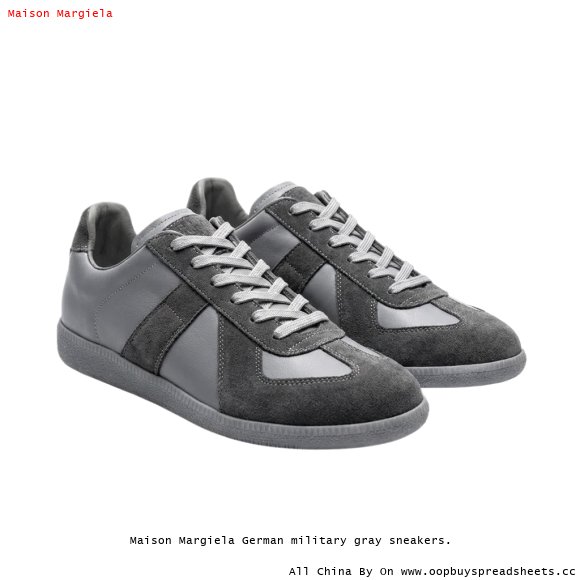 Maison Margiela German military gray sneakers.