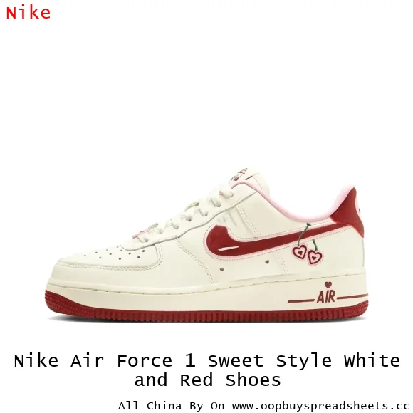 Nike Air Force 1 Sweet Style White and Red Shoes