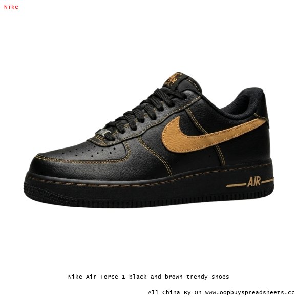 Nike Air Force 1 black and brown trendy shoes